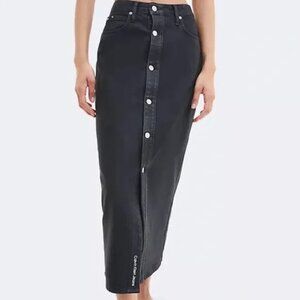 Black Denim Calvin Klein Jeans High Rise Maxi Skirt in Black Size 30 Jeans